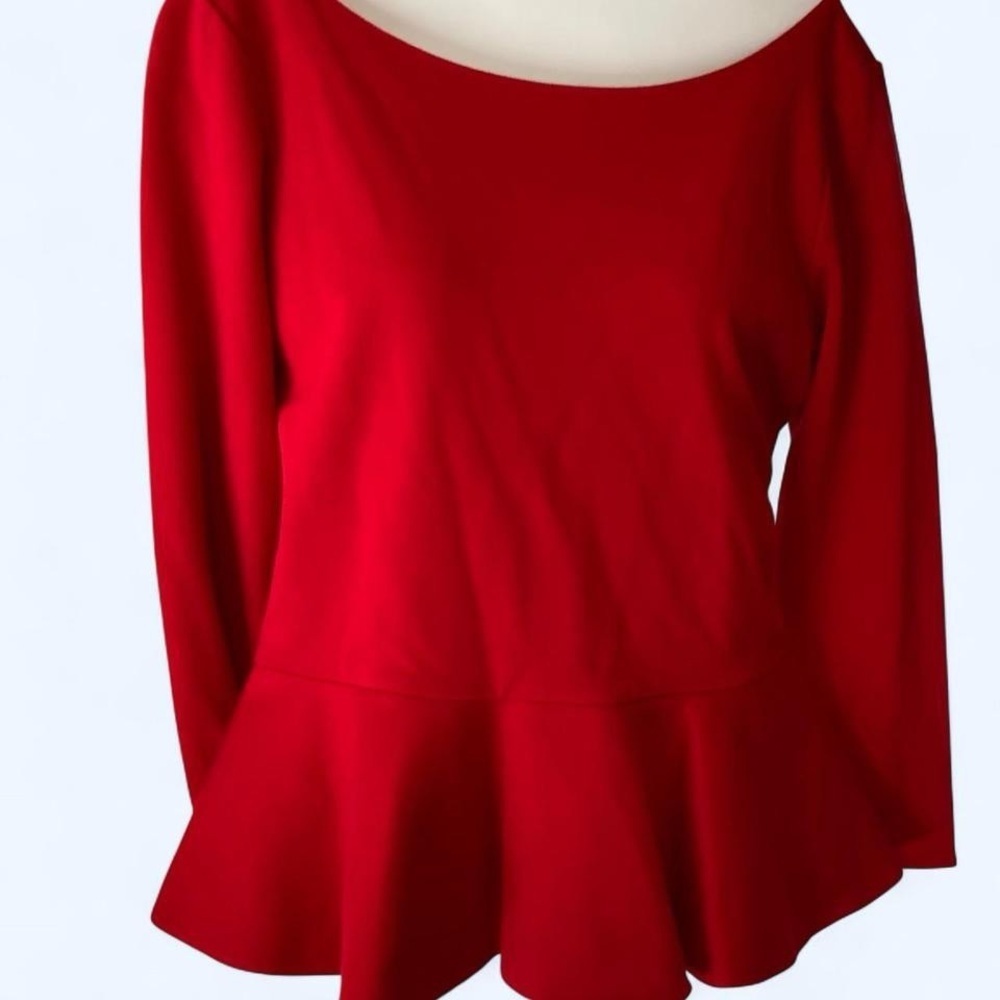 Alice + Olive Red long sleeve peplum top #redtop #peplumtop M